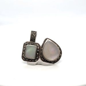 Mother of Pearl and Marcasite 925 Silver Pendants